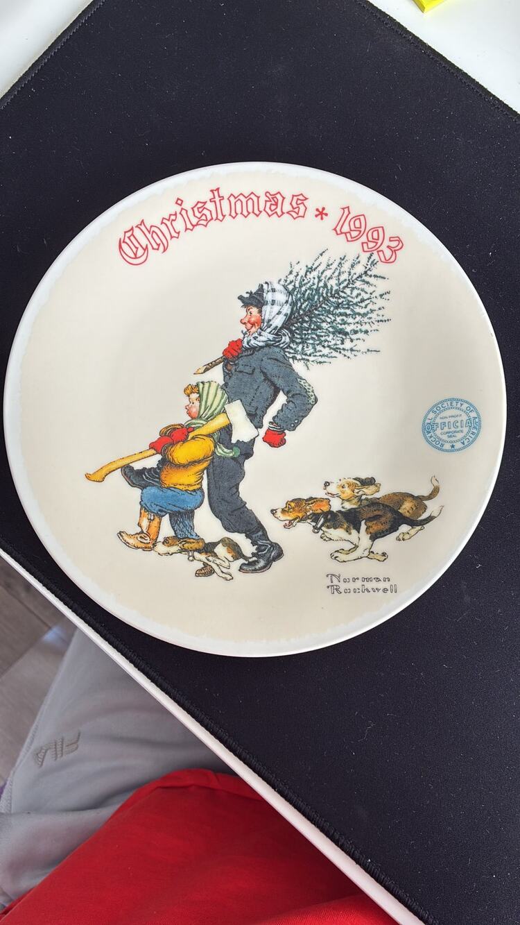 Norman Rockwell 1993 The Tree Brigade Christmas Plate Knowles COA Limited Ed